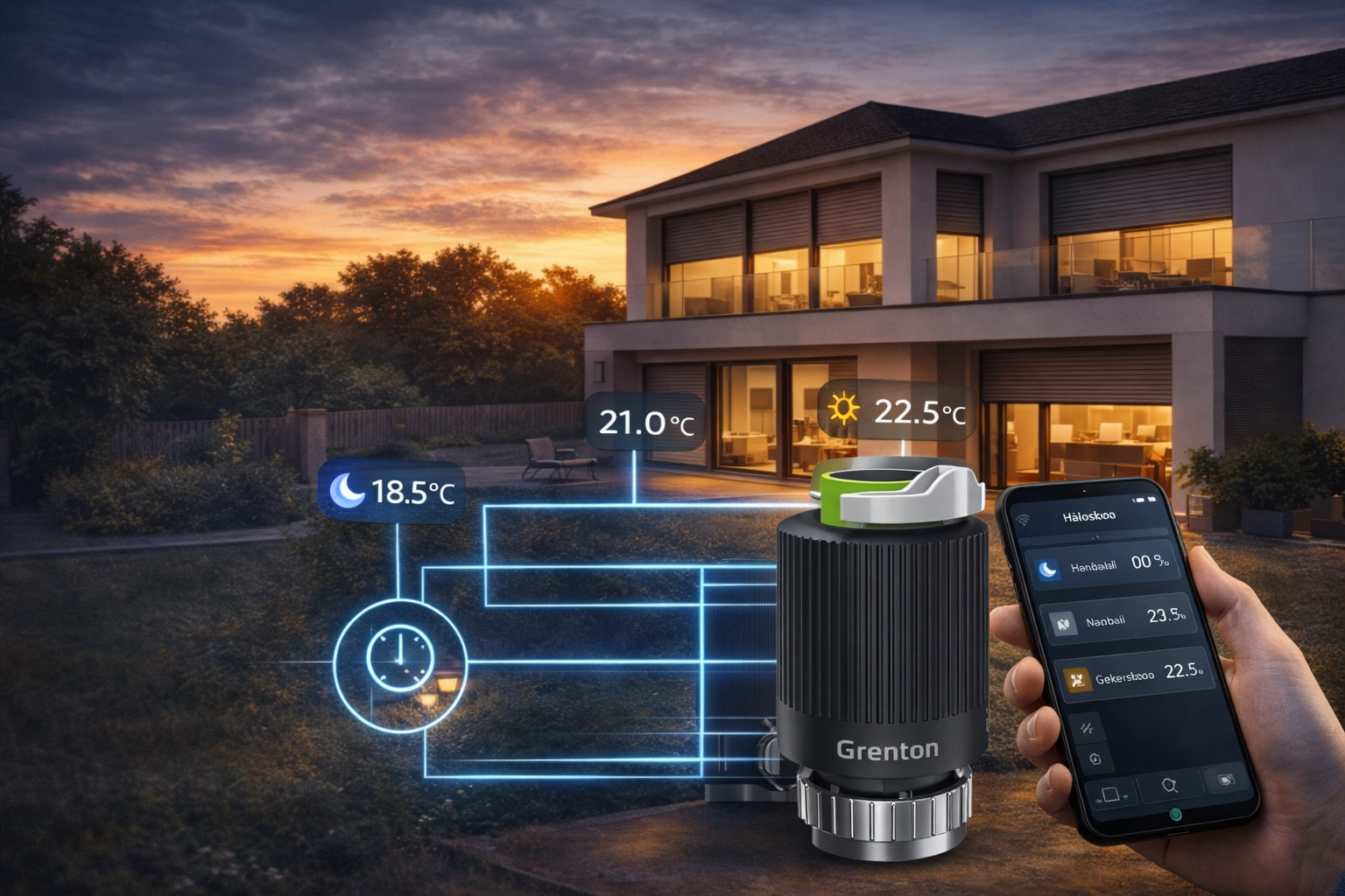 Fűtés–hűtés zónavezérlés Grenton rendszerrel